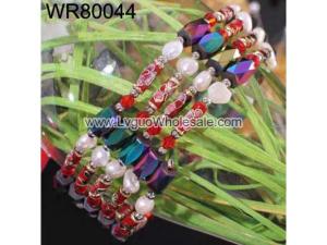36inch Freshwater Pearl, Cloisonne Beads, Magnetic Wrap Bracelet Necklace All in One Set